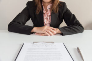 business woman with contract